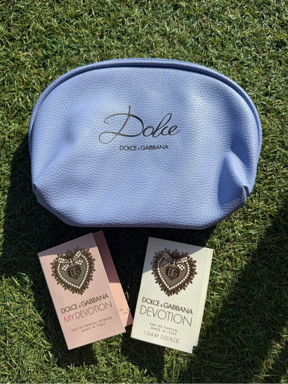 Dolce & Gabbana Light Blue Leather Cosmetic Pouch bundle